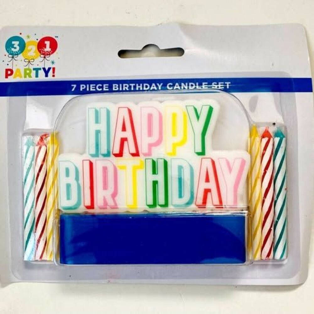 Set of 6 321 Party “Happy Birthday” 7 Piece Candle Set Cake Top | 6pk Brand New